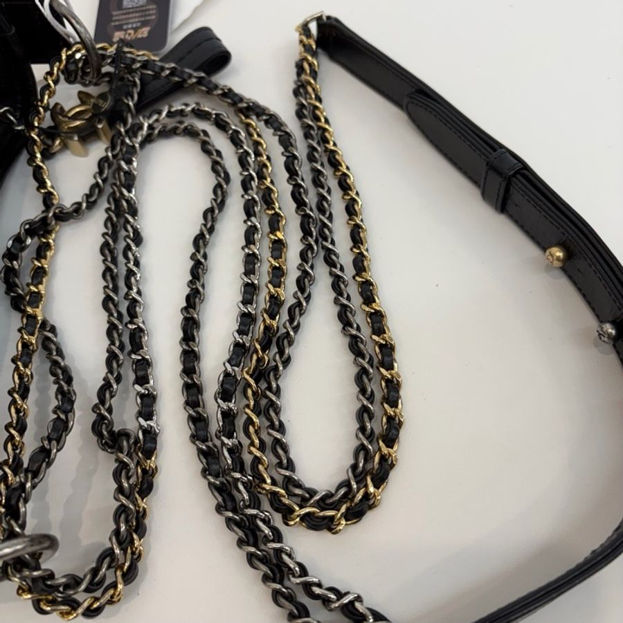 98新❤️Chanel/香奈兒黑金小號流浪鏈條單肩斜挎包25開-6