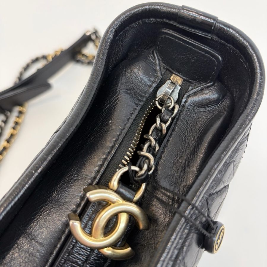 98新❤️Chanel/香奈兒黑金小號流浪鏈條單肩斜挎包25開-7
