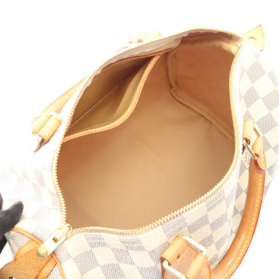 路易威登 Speedy 30 手提包 N41533 Damier Azur 帆布皮革 白色 二手 LV-2