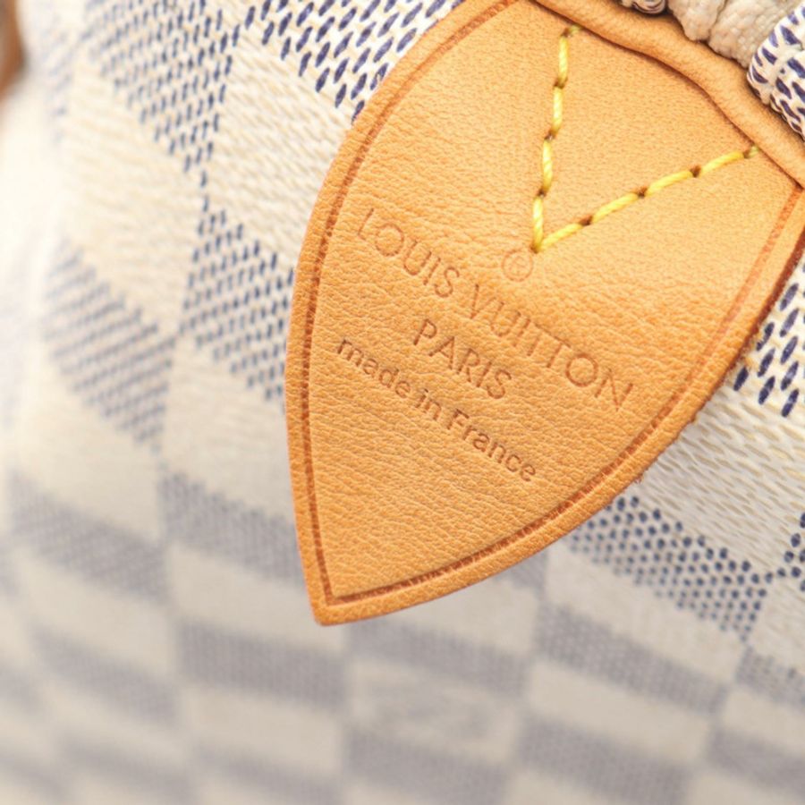 路易威登 Speedy 30 手提包 N41533 Damier Azur 帆布皮革 白色 二手 LV-3