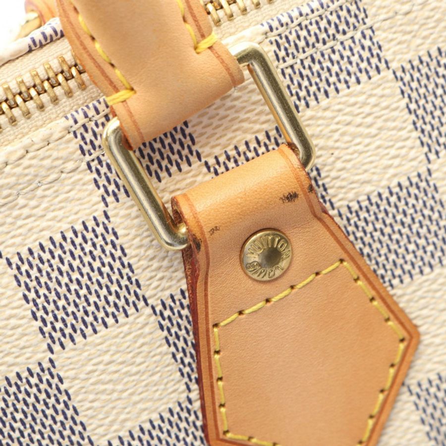 路易威登 Speedy 30 手提包 N41533 Damier Azur 帆布皮革 白色 二手 LV-9