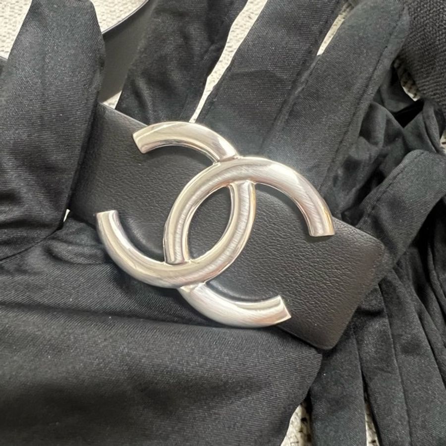香奈儿Chanel经典款银色大logo双面腰带皮带尺寸 宽3cm长80/85/90cm無盒無塵袋-10