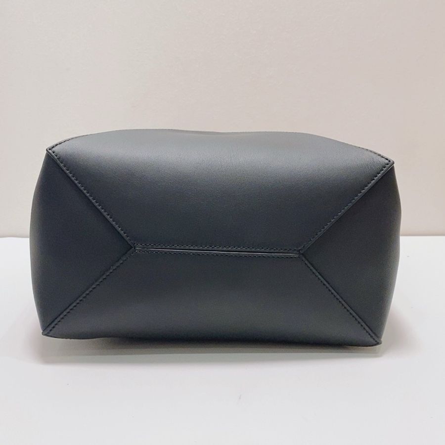Loewe羅意威Puzzle Fold中號納帕牛皮革黑色拼勃艮第酒紅色托特包-6