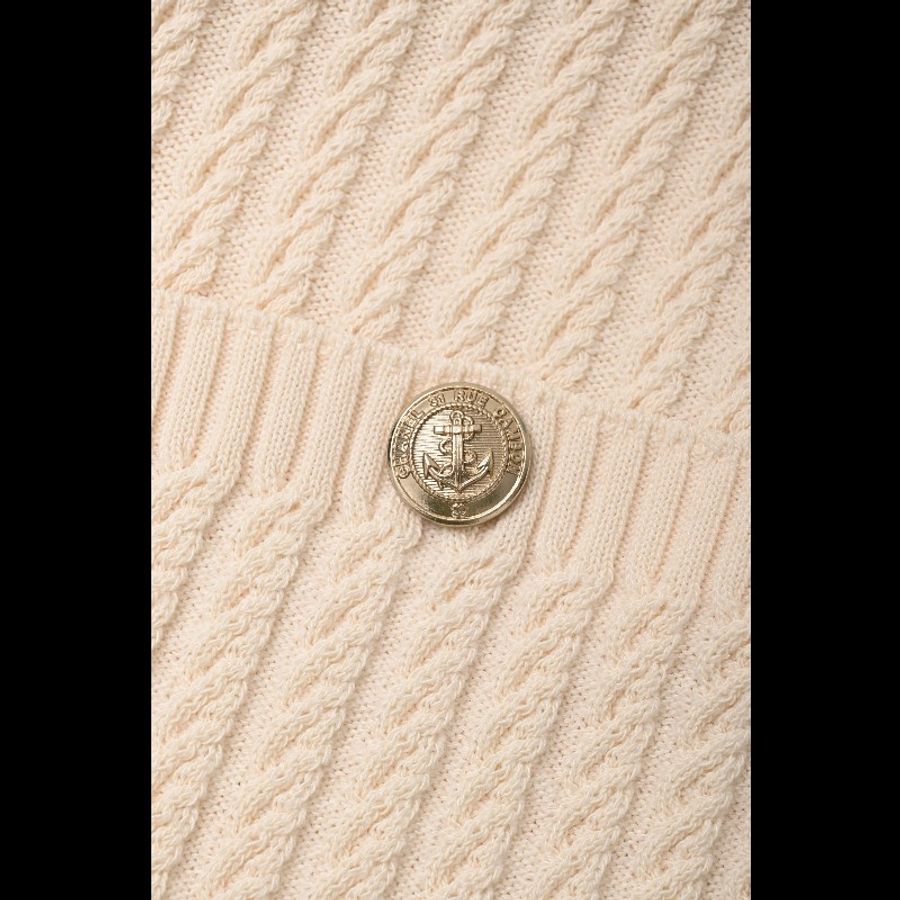 Chanel 18年奶白色针织两口袋长袖连衣裙上衣外套-1