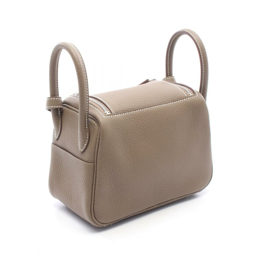 愛馬仕 Lindy 迷你肩斜背包 G Taurillon Clemence Etoupe 灰色 SHW-1