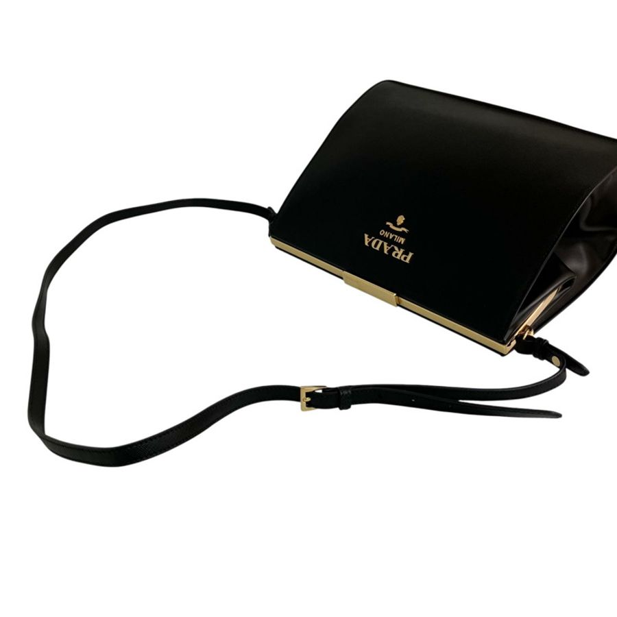 ☆ PRADA 普拉達 Black Saffiano Leather Shoulder Bag 黑色十字壓紋牛皮肩背包 1BC043-267014609-10