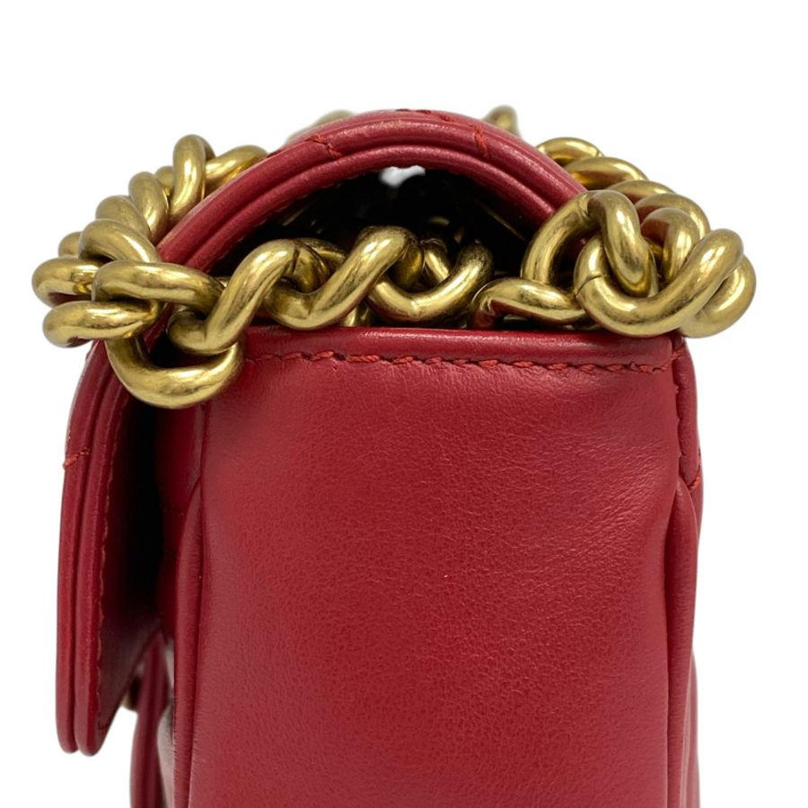 ☆ GUCCI 古馳 Red Calfskin Marmont Chain Shoulder Bag 紅色小牛皮鏈條肩背包 446744-267014498-11