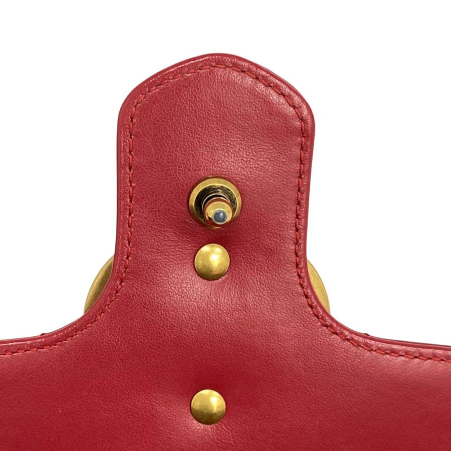☆ GUCCI 古馳 Red Calfskin Marmont Chain Shoulder Bag 紅色小牛皮鏈條肩背包 446744-267014498-15