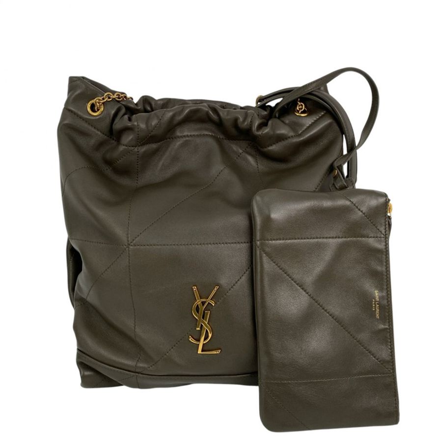 △ SAINT LAURENT 聖羅蘭 Brown Green Lambskin Jamie Shoulder Bag 啡綠色小羊皮肩背包 PMR781666-267014607-1