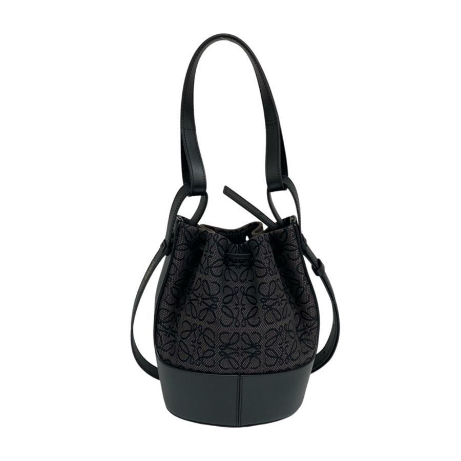 ☆ LOEWE 羅意威 Black Canvas Balloon Shoulder Bag 黑色帆布肩背包-267014902-1