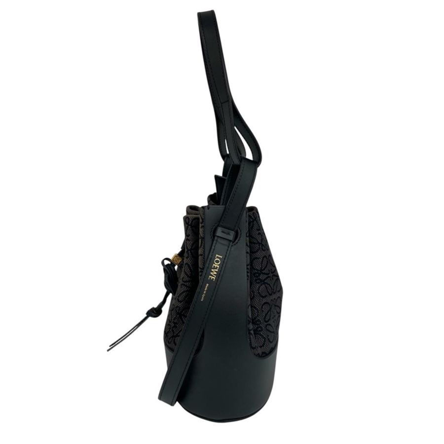 ☆ LOEWE 羅意威 Black Canvas Balloon Shoulder Bag 黑色帆布肩背包-267014902-2