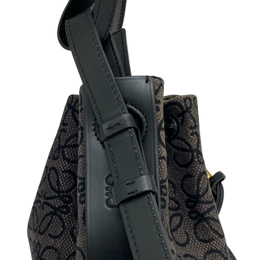 ☆ LOEWE 羅意威 Black Canvas Balloon Shoulder Bag 黑色帆布肩背包-267014902-11