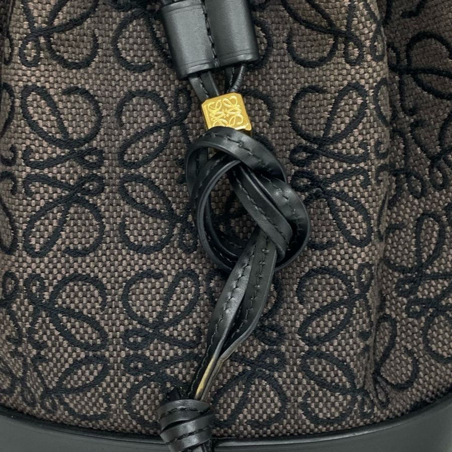 ☆ LOEWE 羅意威 Black Canvas Balloon Shoulder Bag 黑色帆布肩背包-267014902-19