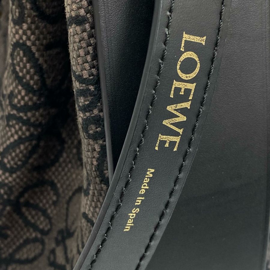 ☆ LOEWE 羅意威 Black Canvas Balloon Shoulder Bag 黑色帆布肩背包-267014902-20