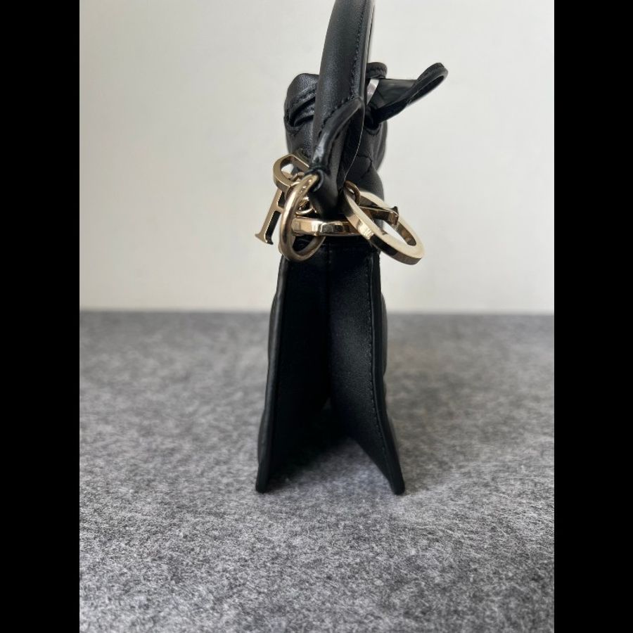 迪奧Dior黑色藤格紋Lady抽繩小福袋,手提單肩斜挎包-1