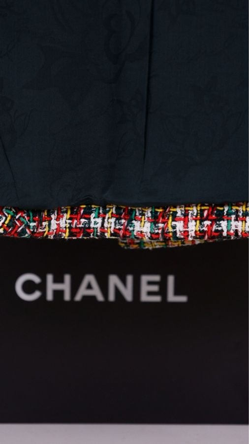 Chanel 17年电流机器人秀款江疏影同款红绿粗花呢魔术贴马赛克尼龙搭扣阔型外套-12