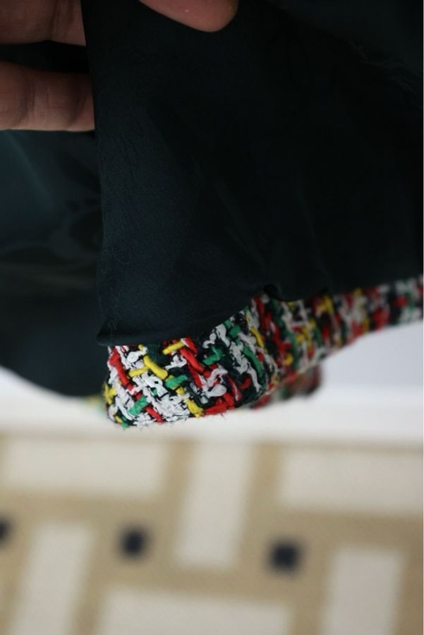 Chanel 17年电流机器人秀款江疏影同款红绿粗花呢魔术贴马赛克尼龙搭扣阔型外套-16