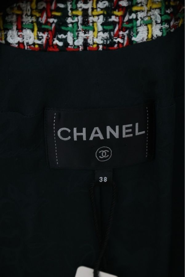 Chanel 17年电流机器人秀款江疏影同款红绿粗花呢魔术贴马赛克尼龙搭扣阔型外套-29