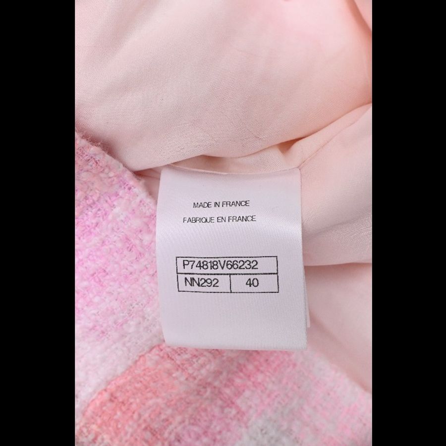 Chanel 23S秀款粉色马赛克粗花呢两口袋上衣外套-1