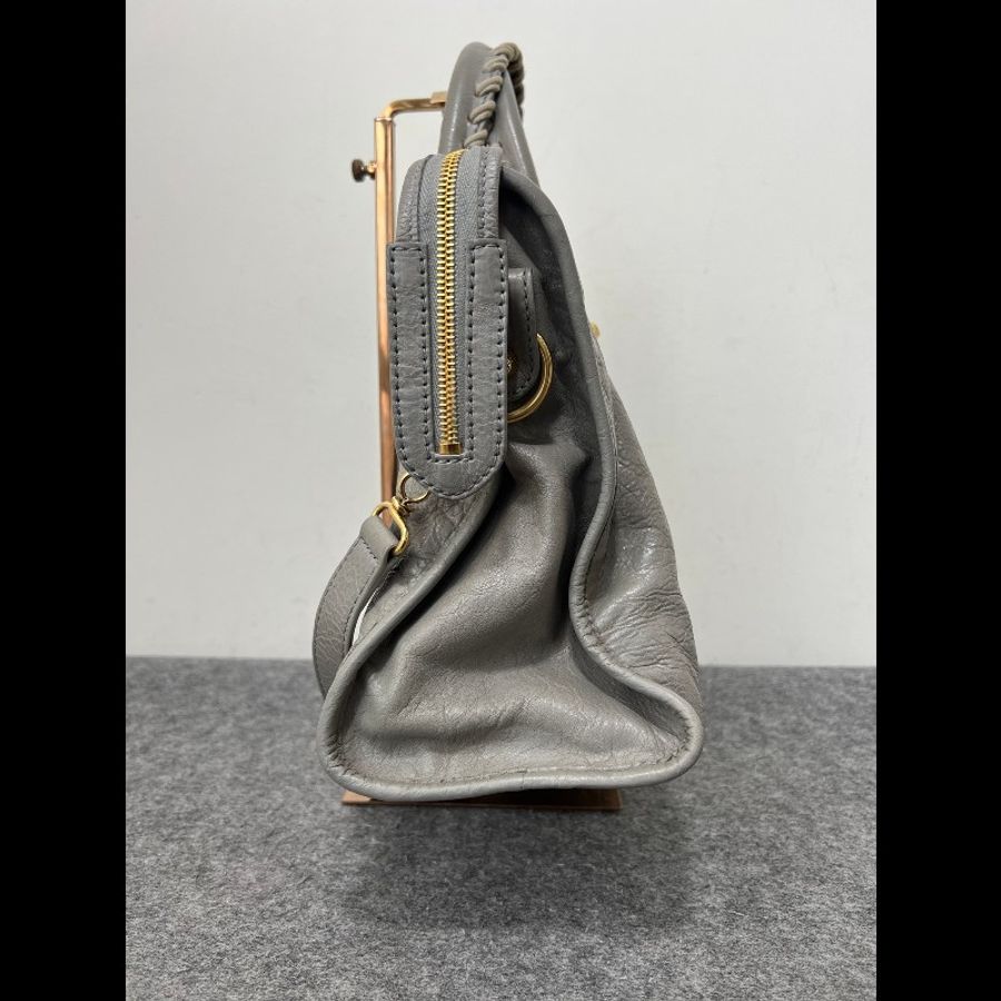 BALENCIAGA/巴黎世家灰金中號機車包-2