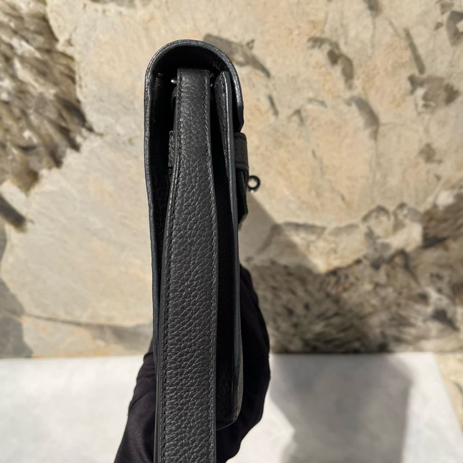 Hermes 黑銀牛皮 Kelly Depeches-1