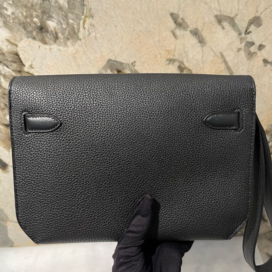 Hermes 黑銀牛皮 Kelly Depeches-2