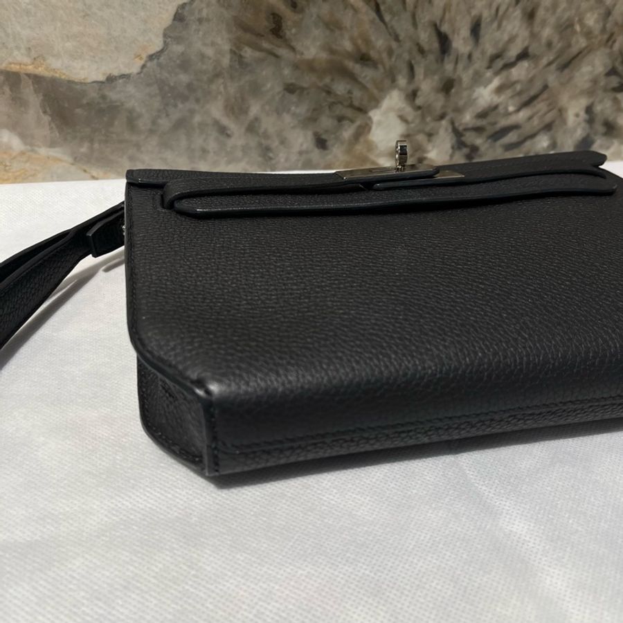 Hermes 黑銀牛皮 Kelly Depeches-5