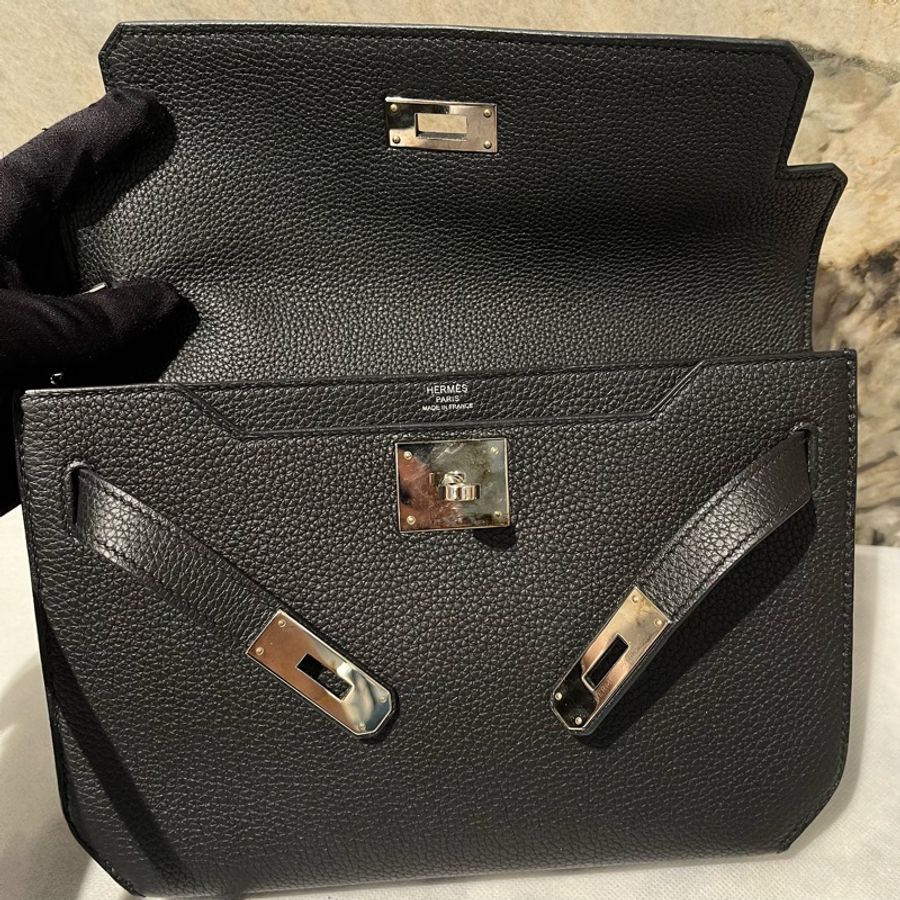Hermes 黑銀牛皮 Kelly Depeches-9