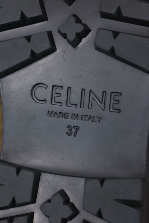 Celine 21年黑色针织皮革拼接系带靴-10