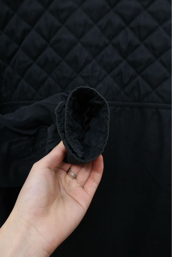 Chanel拉链款cc logo金扣四口袋外套黑色菱格纹口袋长棉服-14