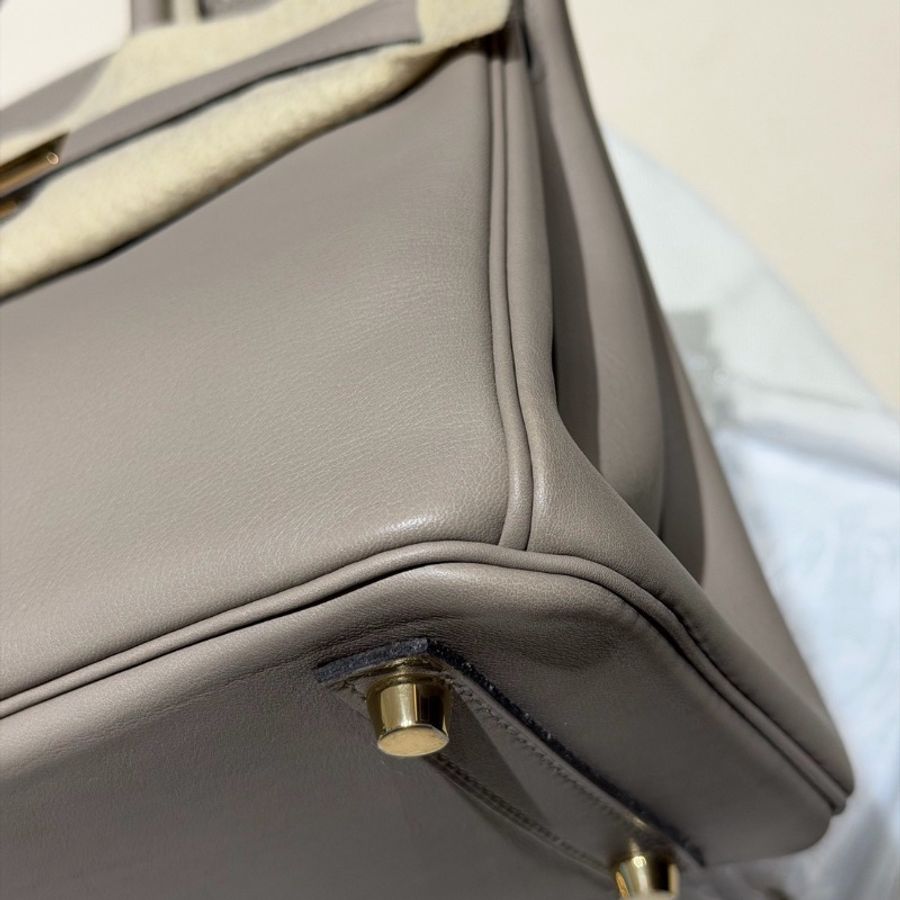 全新帶膜🩶✨#愛馬仕 #銀河灰金扣 #birkin25鉑金包bk25 #swift皮 #鎖鑰匙防塵袋雨衣-10