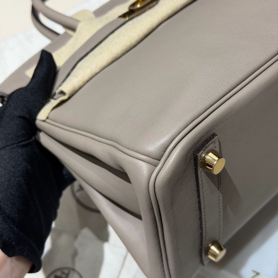 全新帶膜🩶✨#愛馬仕 #銀河灰金扣 #birkin25鉑金包bk25 #swift皮 #鎖鑰匙防塵袋雨衣-11