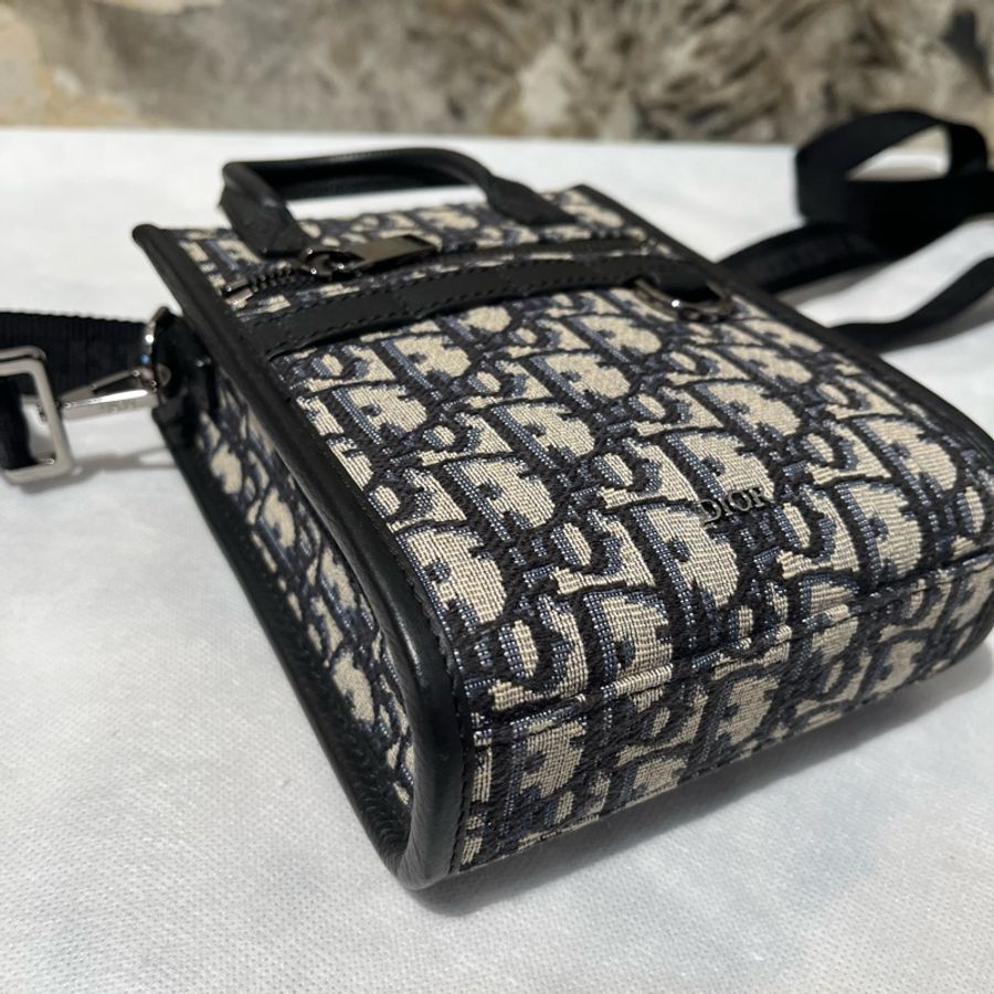 Dior 藍堤花帆布手提肩背包-4