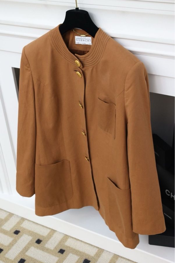 Givenchy深棕色金扣三口袋长外套-3
