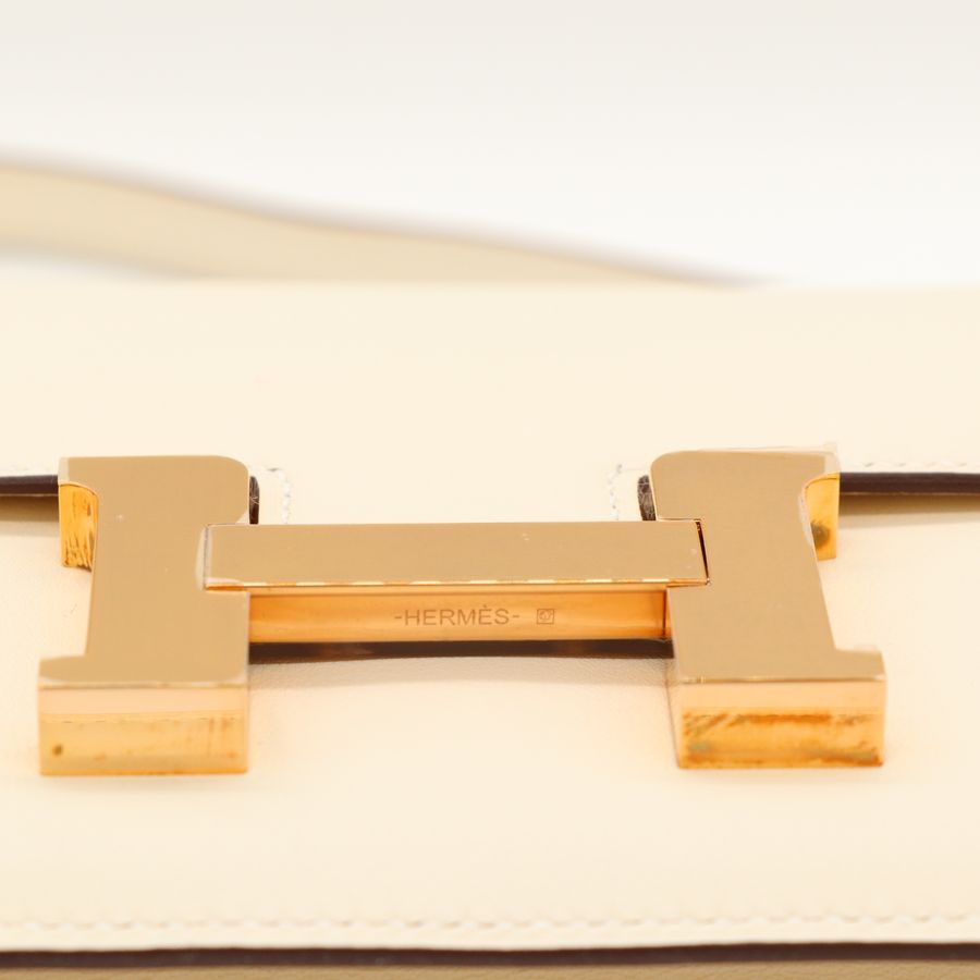 Hermès Constance mini康康 18 Nata 奶油白 Swift皮 玫瑰金釦 康康包 斜背包 肩背包-15