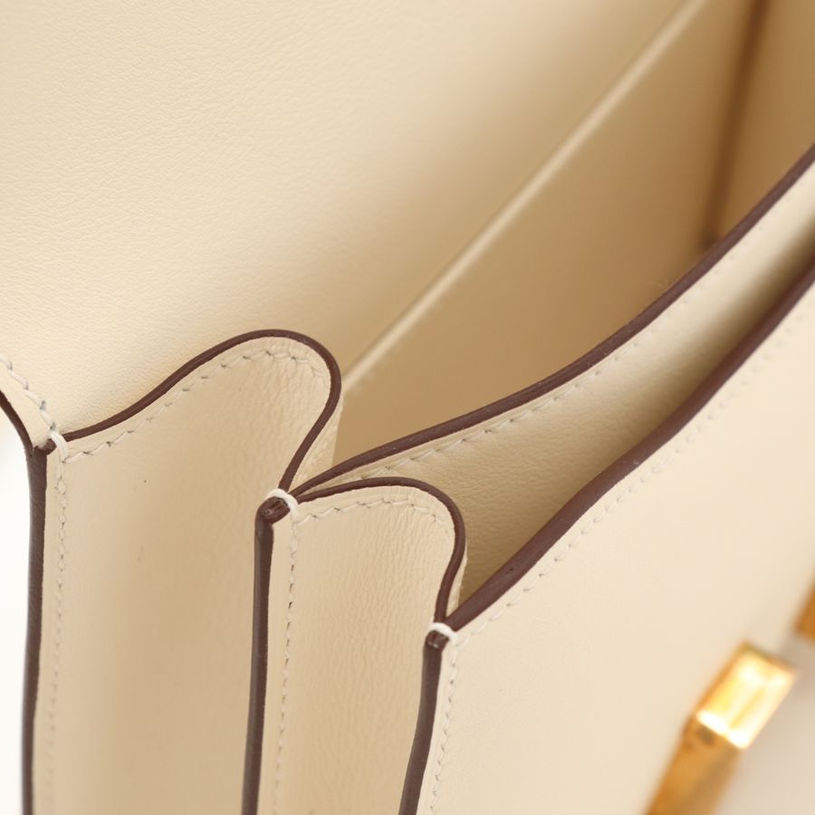 Hermès Constance mini康康 18 Nata 奶油白 Swift皮 玫瑰金釦 康康包 斜背包 肩背包-19