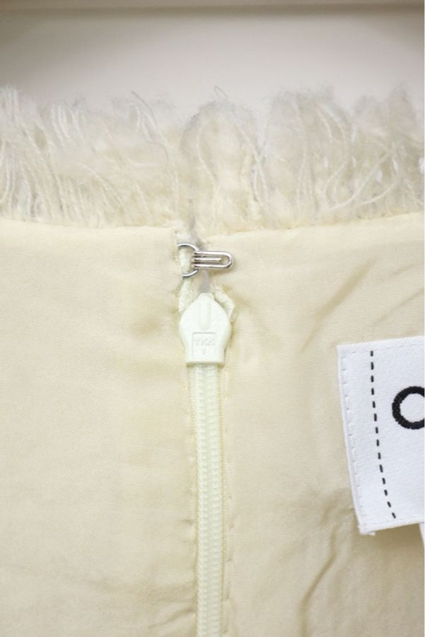 Chanel 10年秋冬系列秀款米黄色羊毛圆领流苏短袖连衣裙-18