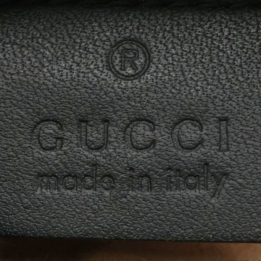 GUCCI 古馳 鑰匙包 棕色帆布 黑色牛皮 蜜蜂 447964-3