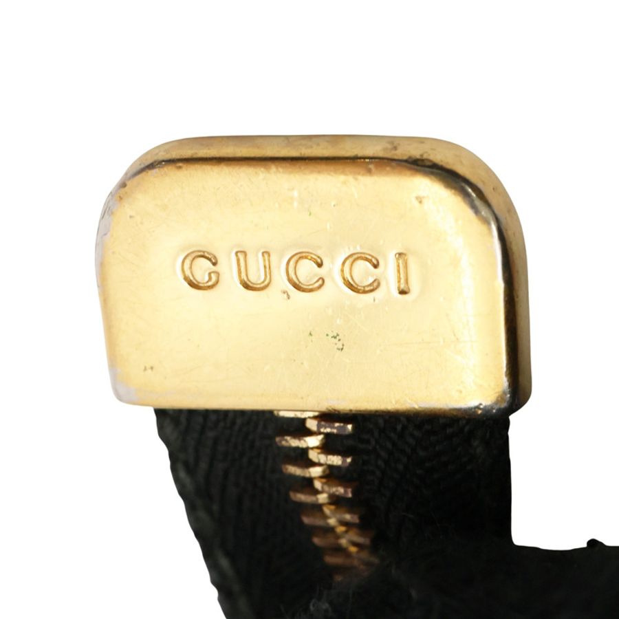 GUCCI 古馳 鑰匙包 棕色帆布 黑色牛皮 蜜蜂 447964-5