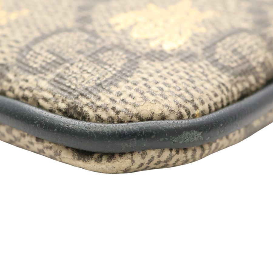 GUCCI 古馳 鑰匙包 棕色帆布 黑色牛皮 蜜蜂 447964-7