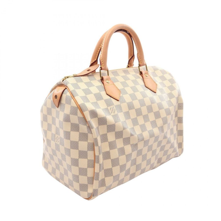 路易威登 Speedy 30 手提包 N41533 Damier Azur 帆布皮革 白色 二手 LV-1