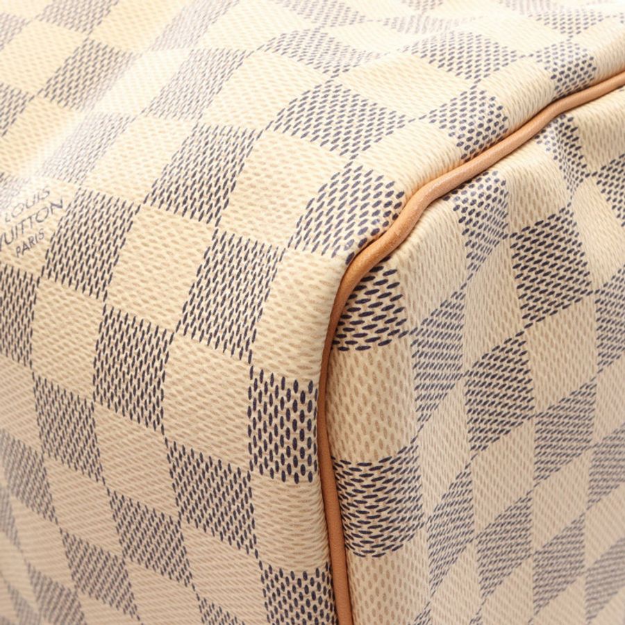 路易威登 Speedy 30 手提包 N41533 Damier Azur 帆布皮革 白色 二手 LV-5