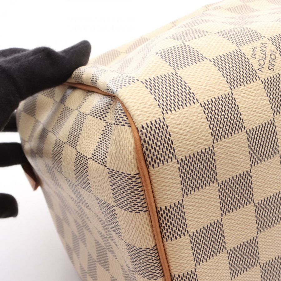 路易威登 Speedy 30 手提包 N41533 Damier Azur 帆布皮革 白色 二手 LV-6