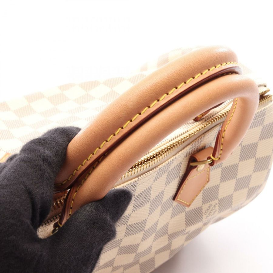 路易威登 Speedy 30 手提包 N41533 Damier Azur 帆布皮革 白色 二手 LV-9