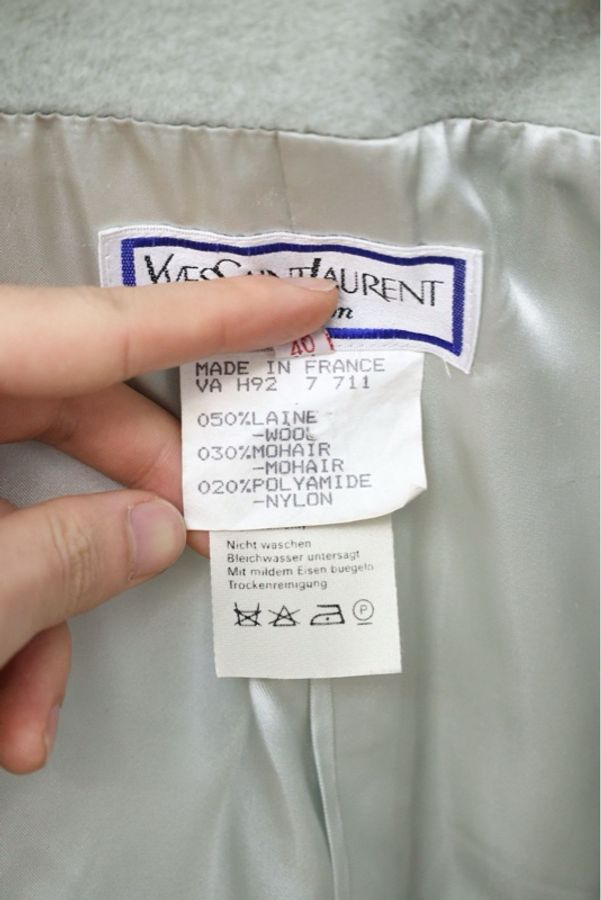 YSL薄荷浅绿色一粒扣翻领大衣外套-13