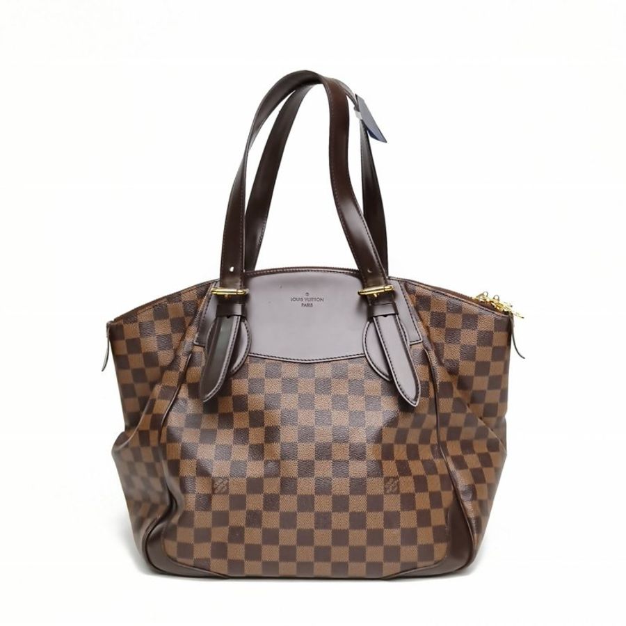 LOUIS VUITTON Verona手提包大號棕色棋盤格PVC2011肩背包-0