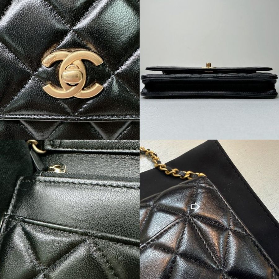 CHANEL 菱格小羊皮金球WOC鏈包-8