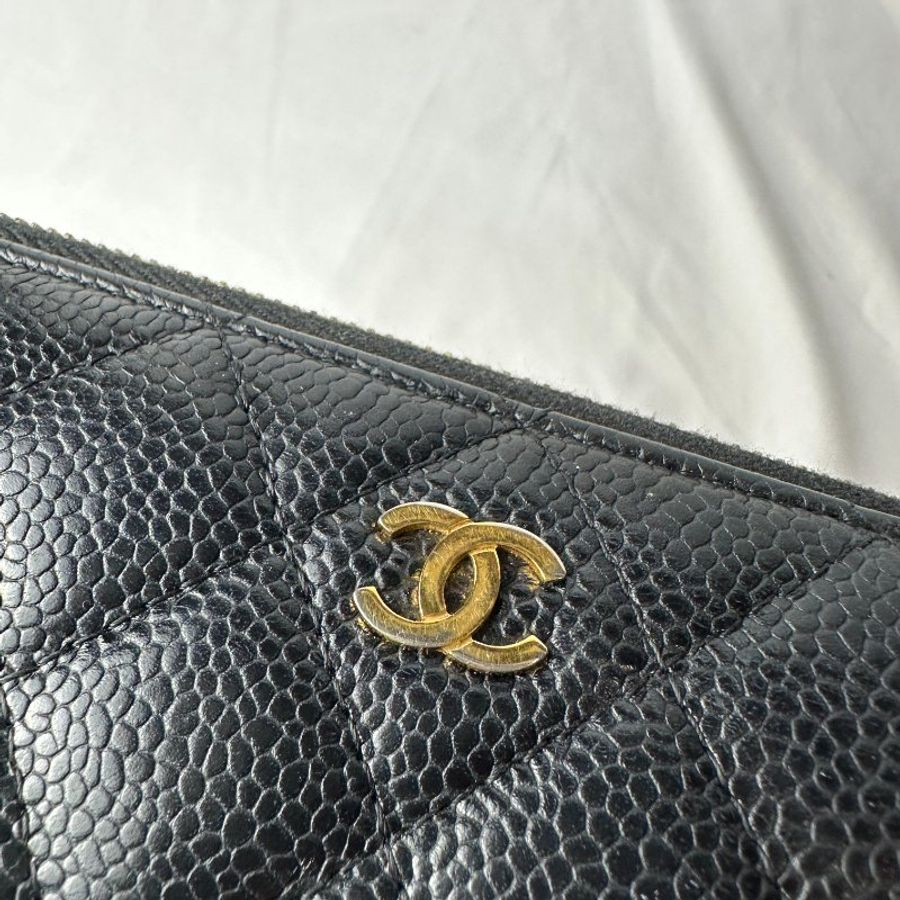 Chanel黑金荔枝皮長夾-3