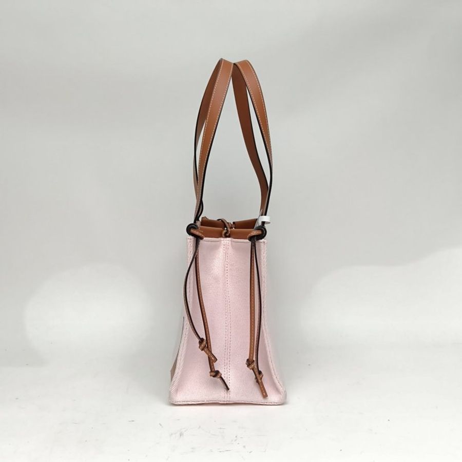 LOEWE CushionTote方LOGO拼皮磁吸硬包口托特包粉色肩背包-1