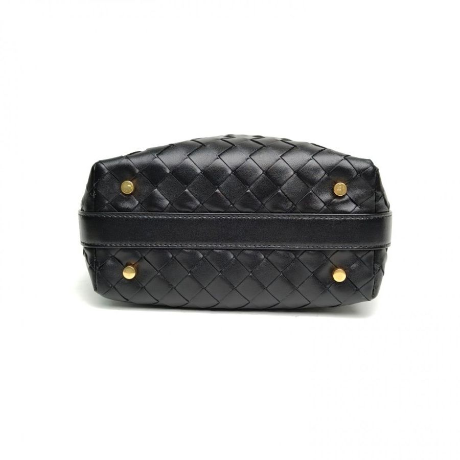 BOTTEGA VENETA Intrecciatowallace編織飯盒包黑色牛皮革肩背包-4